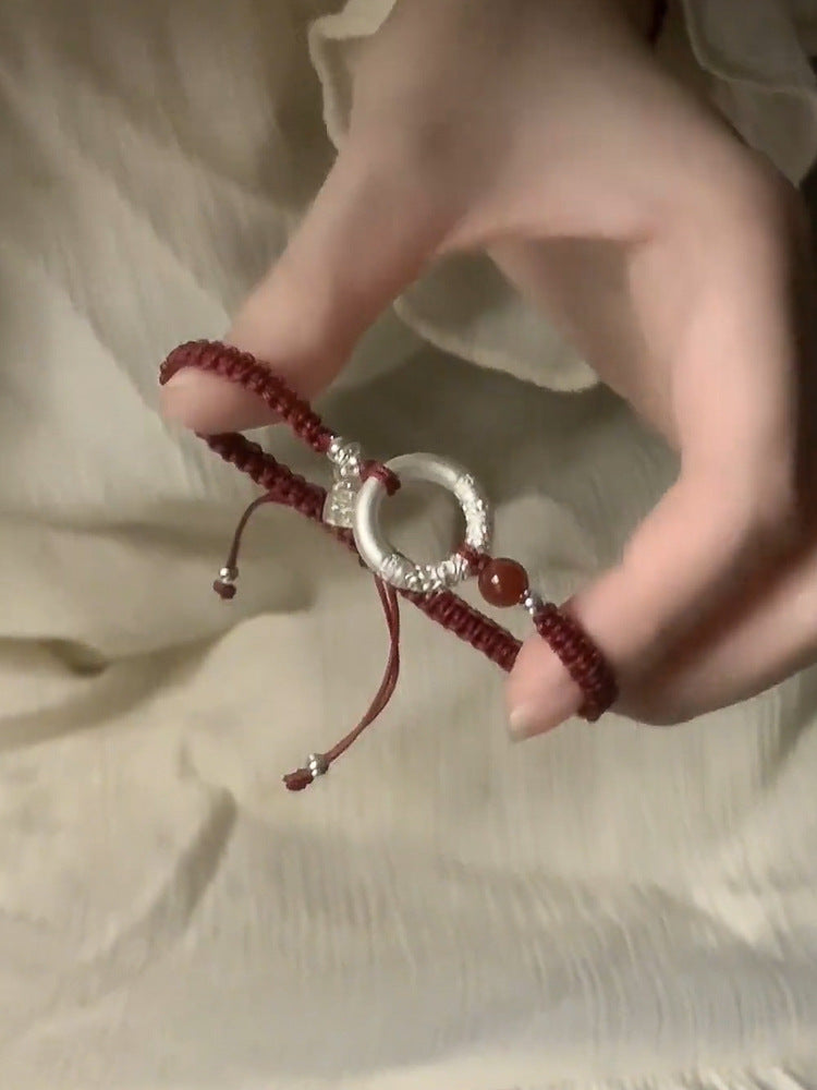 Cloud Peace Red Cord & Sterling Silver Bracelet
