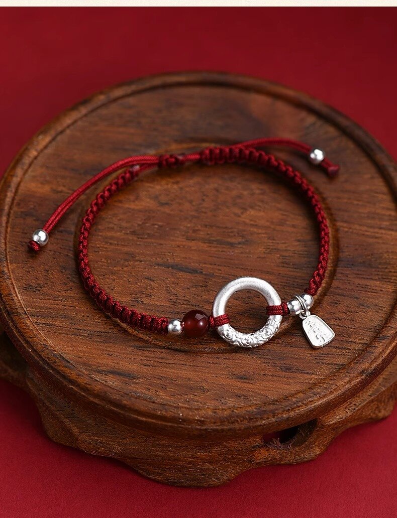 Cloud Peace Red Cord & Sterling Silver Bracelet