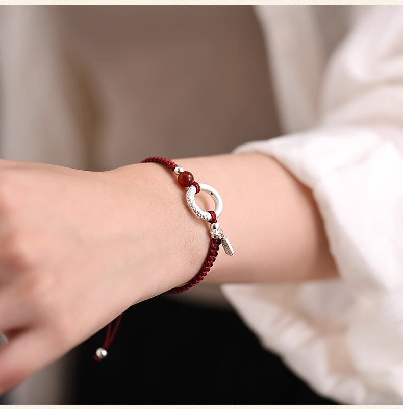 Cloud Peace Red Cord & Sterling Silver Bracelet