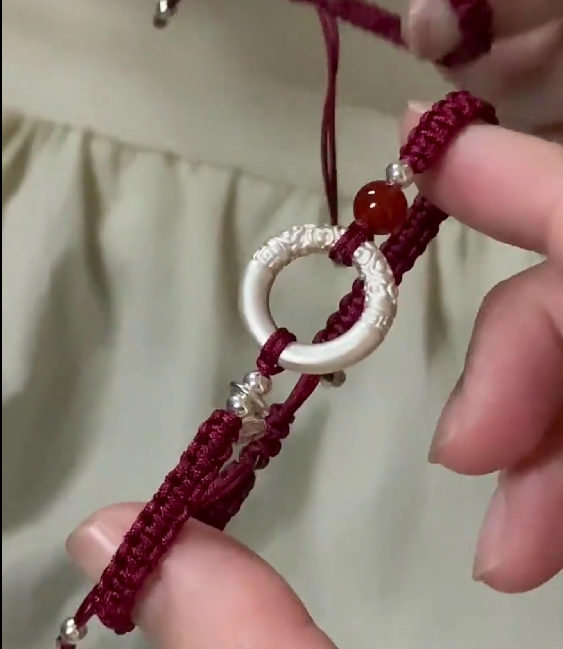 Cloud Peace Red Cord & Sterling Silver Bracelet