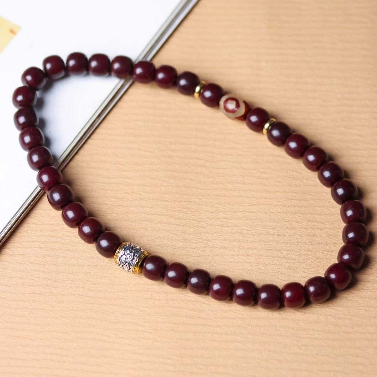 Mahogany Bodhi Root Double-Loop Bracelet