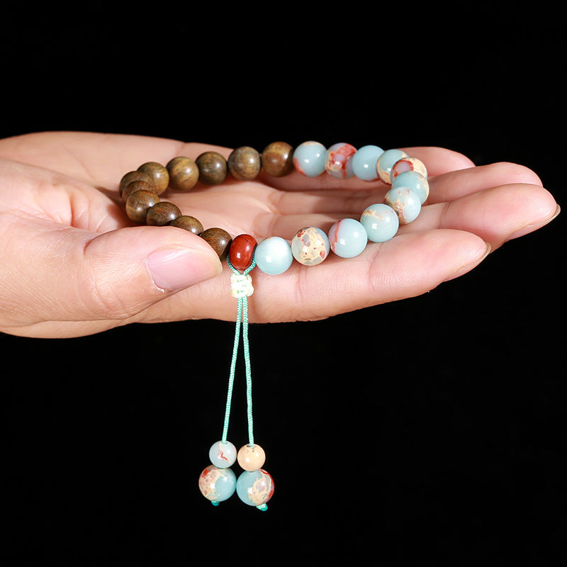 Agate & Sandalwood Ethnic Bracelet
