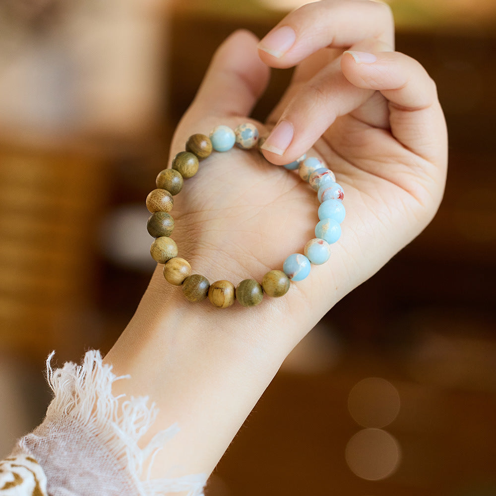 Agate & Sandalwood Ethnic Bracelet