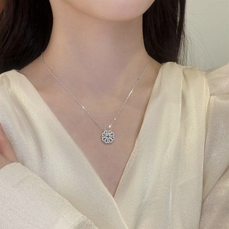 Four-Leaf Clover Titanium Steel Magnetic Necklace