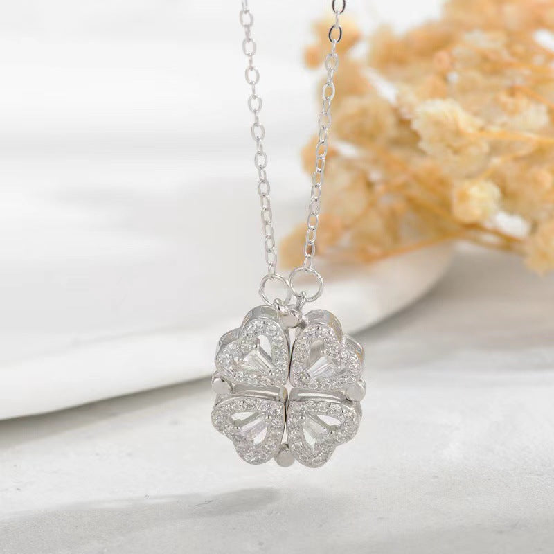 Four-Leaf Clover Titanium Steel Magnetic Necklace