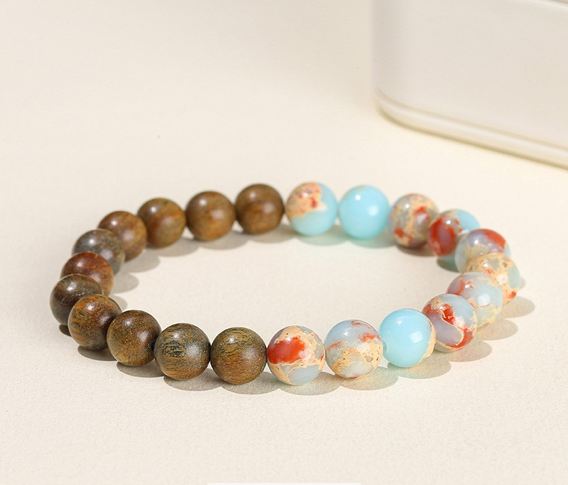 Agate & Sandalwood Ethnic Bracelet