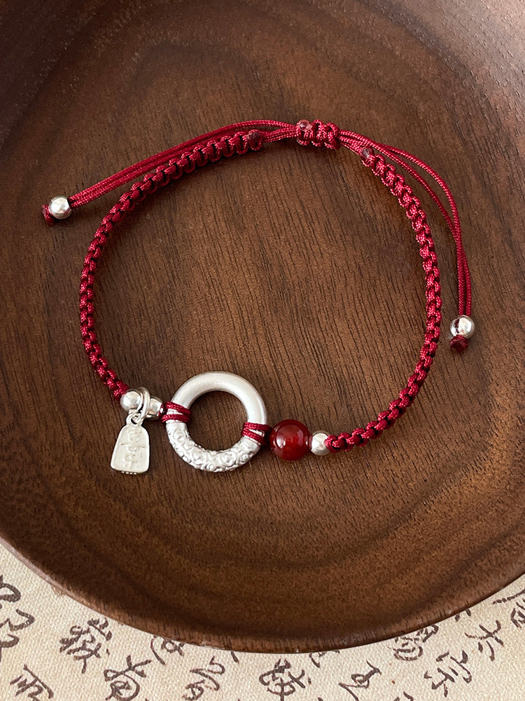 Cloud Peace Red Cord & Sterling Silver Bracelet