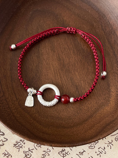 Cloud Peace Red Cord & Sterling Silver Bracelet