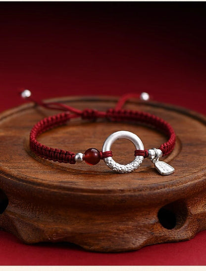 Cloud Peace Red Cord & Sterling Silver Bracelet