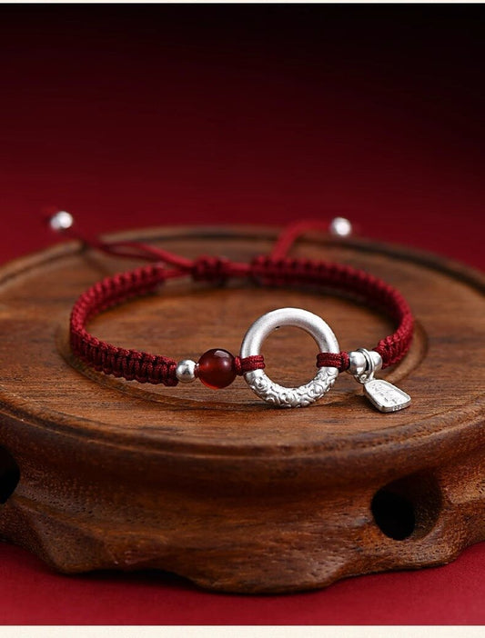 Cloud Peace Red Cord & Sterling Silver Bracelet