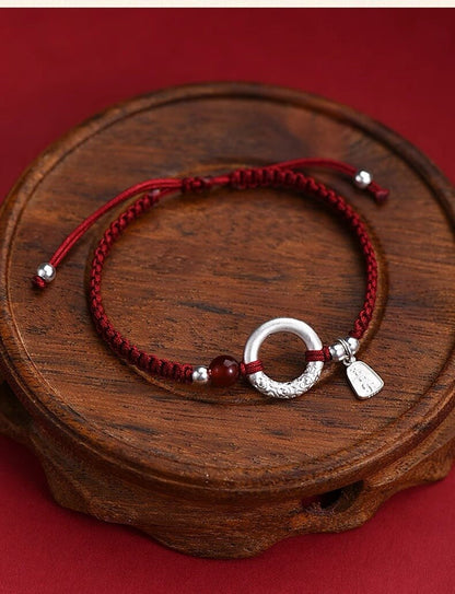 Cloud Peace Red Cord & Sterling Silver Bracelet