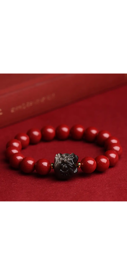 Vermilion Sandstone Pixiu Bracelet Luck  Protection
