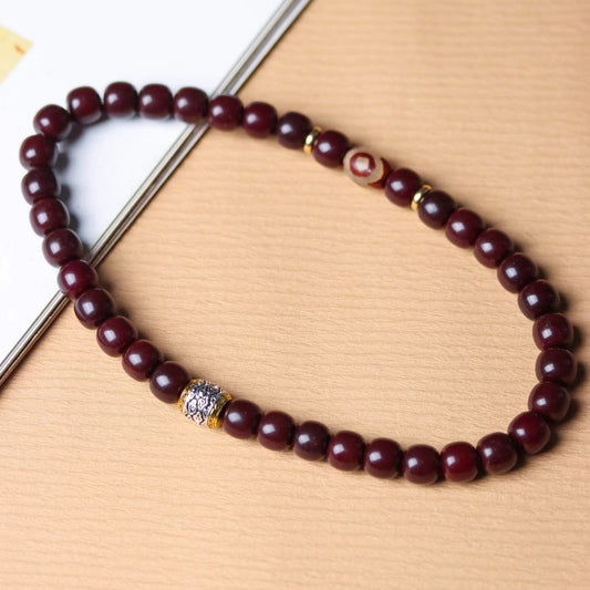 Mahogany Bodhi Root Double-Loop Bracelet